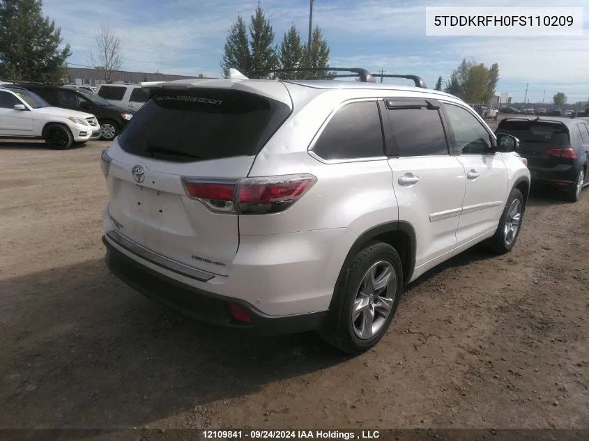 2015 Toyota Highlander Limited/Ltd Platinum VIN: 5TDDKRFH0FS110209 Lot: 12109841