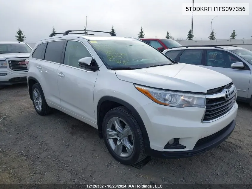 2015 Toyota Highlander Limited/Ltd Platinum VIN: 5TDDKRFH1FS097356 Lot: 12126352