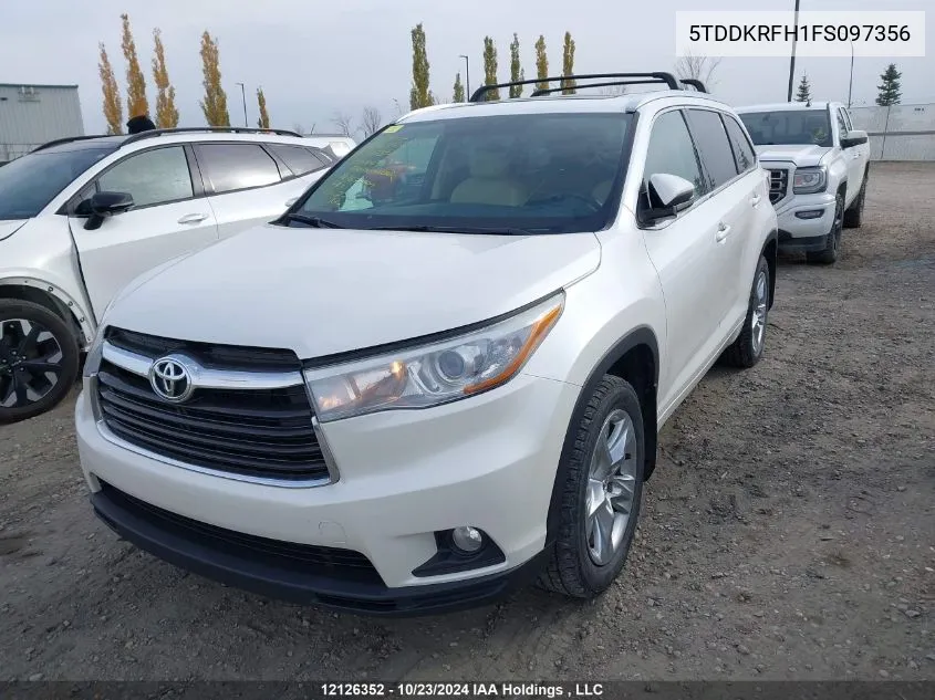 2015 Toyota Highlander Limited/Ltd Platinum VIN: 5TDDKRFH1FS097356 Lot: 12126352