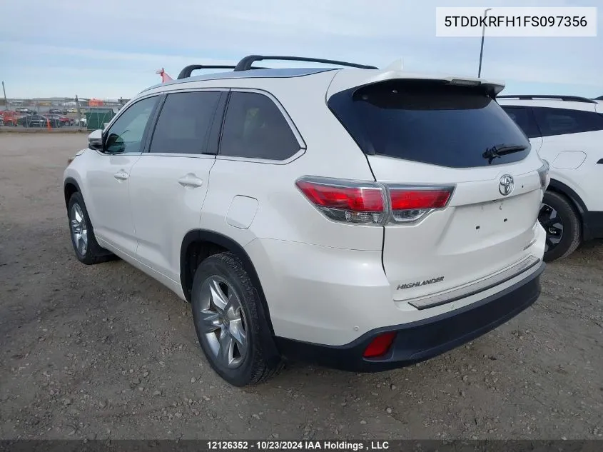 2015 Toyota Highlander Limited/Ltd Platinum VIN: 5TDDKRFH1FS097356 Lot: 12126352