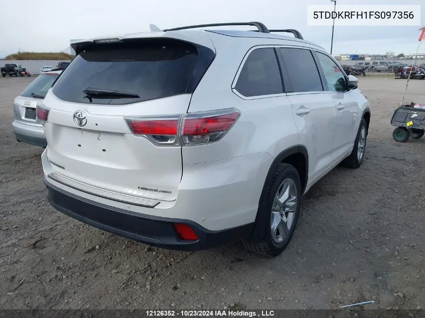 2015 Toyota Highlander Limited/Ltd Platinum VIN: 5TDDKRFH1FS097356 Lot: 12126352