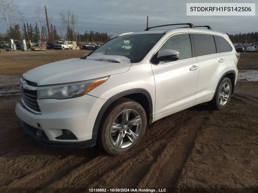 2015 Toyota Highlander Limited VIN: 5TDDKRFH1FS142506 Lot: 12138882