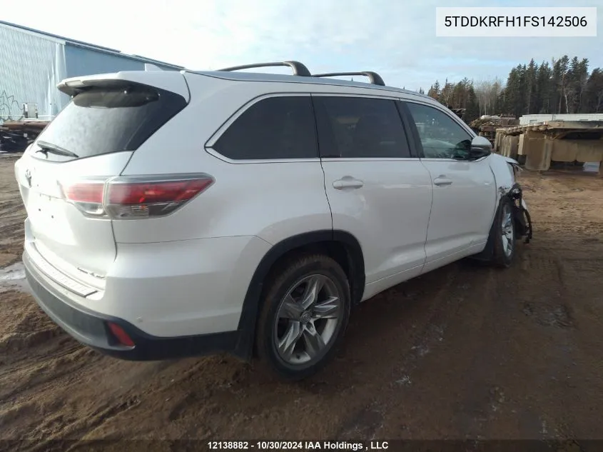 2015 Toyota Highlander Limited VIN: 5TDDKRFH1FS142506 Lot: 12138882