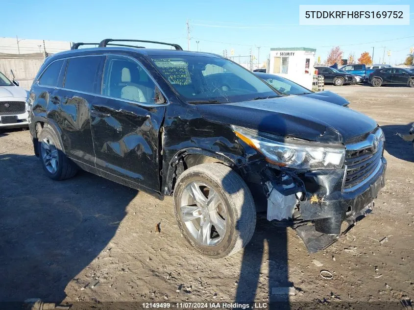 2015 Toyota Highlander Limited/Ltd Platinum VIN: 5TDDKRFH8FS169752 Lot: 12149499