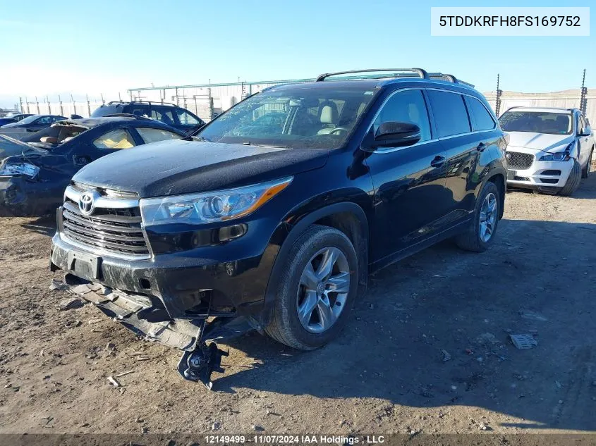 2015 Toyota Highlander Limited/Ltd Platinum VIN: 5TDDKRFH8FS169752 Lot: 12149499