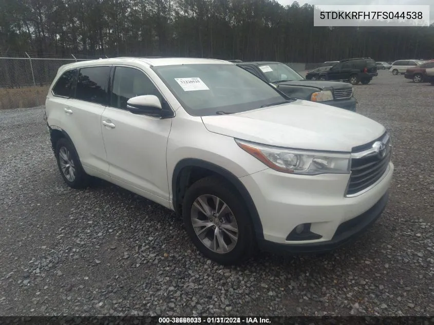 5TDKKRFH7FS044538 2015 Toyota Highlander Xle V6