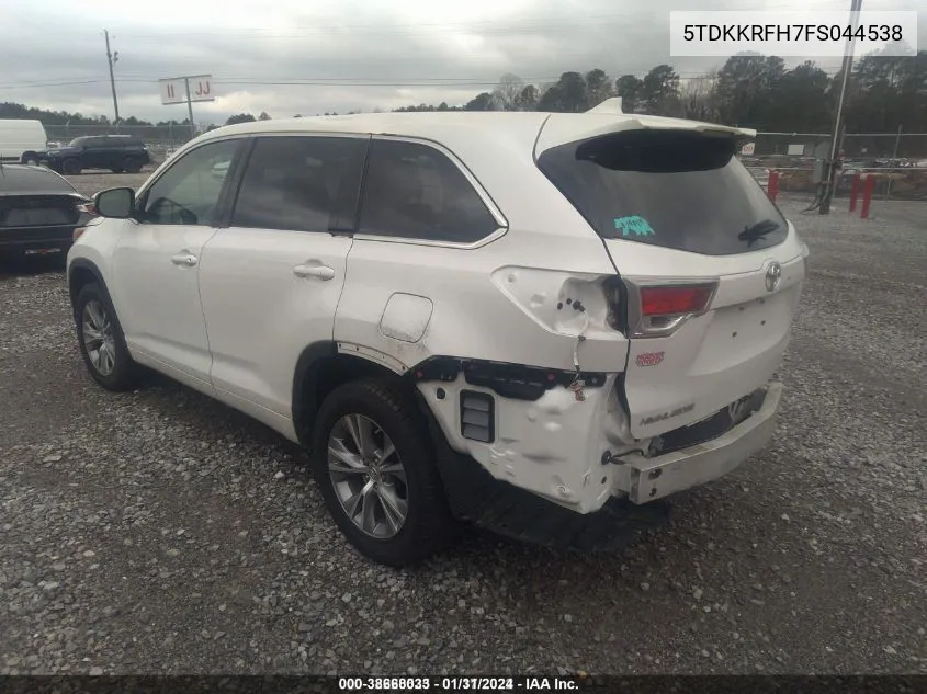 5TDKKRFH7FS044538 2015 Toyota Highlander Xle V6