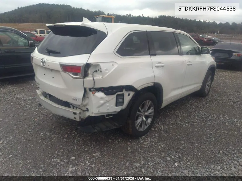 5TDKKRFH7FS044538 2015 Toyota Highlander Xle V6