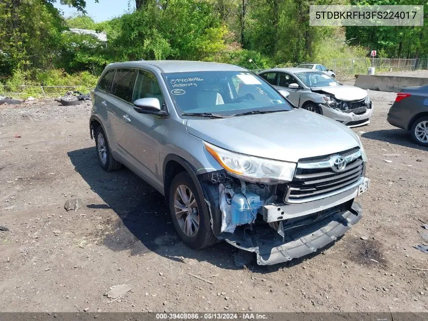 5TDBKRFH3FS224017 2015 Toyota Highlander Le Plus V6