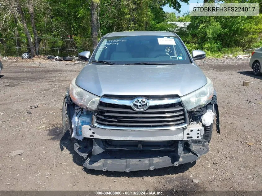 2015 Toyota Highlander Le Plus V6 VIN: 5TDBKRFH3FS224017 Lot: 39408086