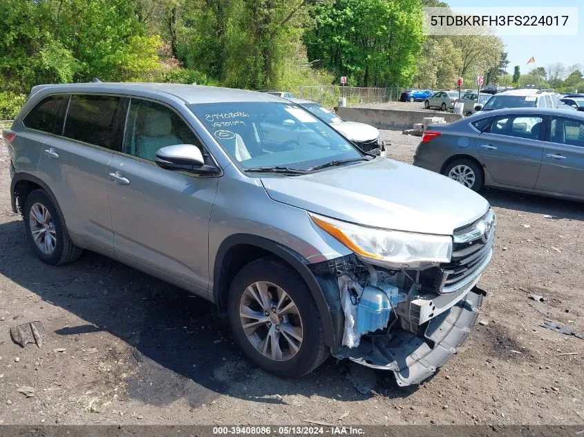 2015 Toyota Highlander Le Plus V6 VIN: 5TDBKRFH3FS224017 Lot: 39408086