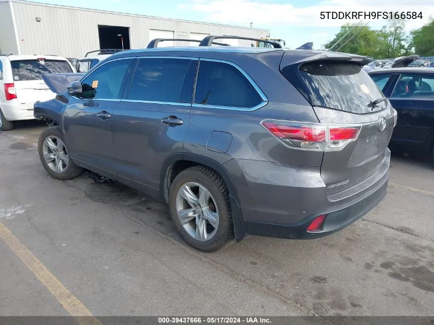 2015 Toyota Highlander Limited V6 VIN: 5TDDKRFH9FS166584 Lot: 39437666