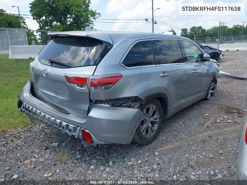 2015 Toyota Highlander Le Plus V6 VIN: 5TDBKRFH4FS117638 Lot: 39787877