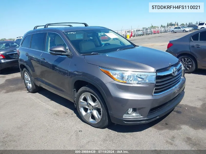 5TDDKRFH4FS110021 2015 Toyota Highlander Limited V6