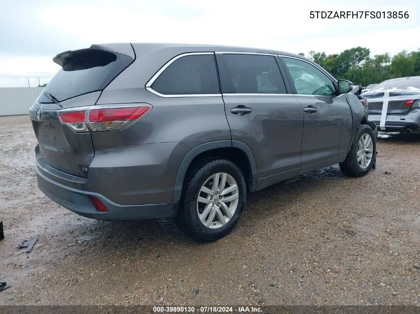 2015 Toyota Highlander Le VIN: 5TDZARFH7FS013856 Lot: 39890130