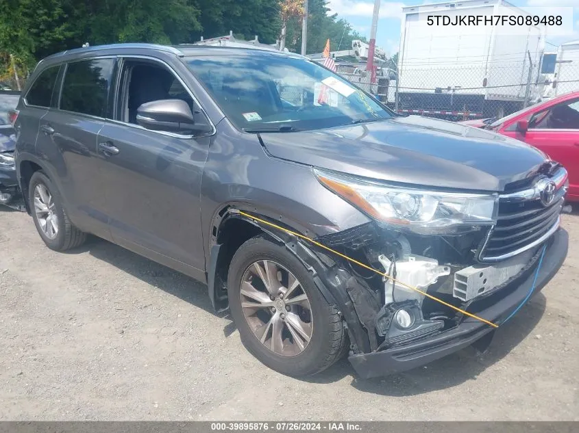 2015 Toyota Highlander Xle V6 VIN: 5TDJKRFH7FS089488 Lot: 39895876