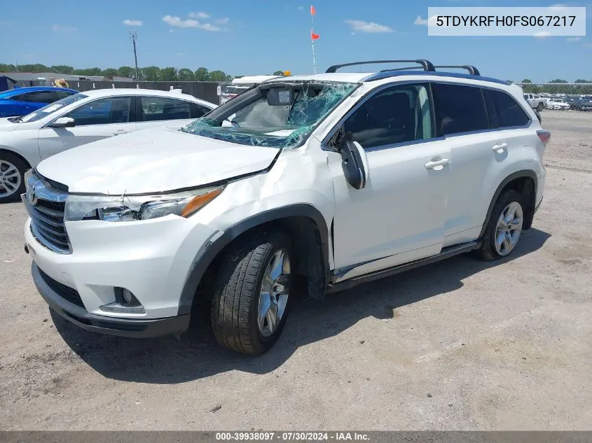 5TDYKRFH0FS067217 2015 Toyota Highlander Limited V6