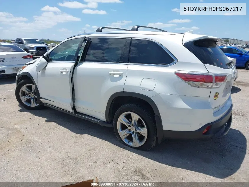 5TDYKRFH0FS067217 2015 Toyota Highlander Limited V6