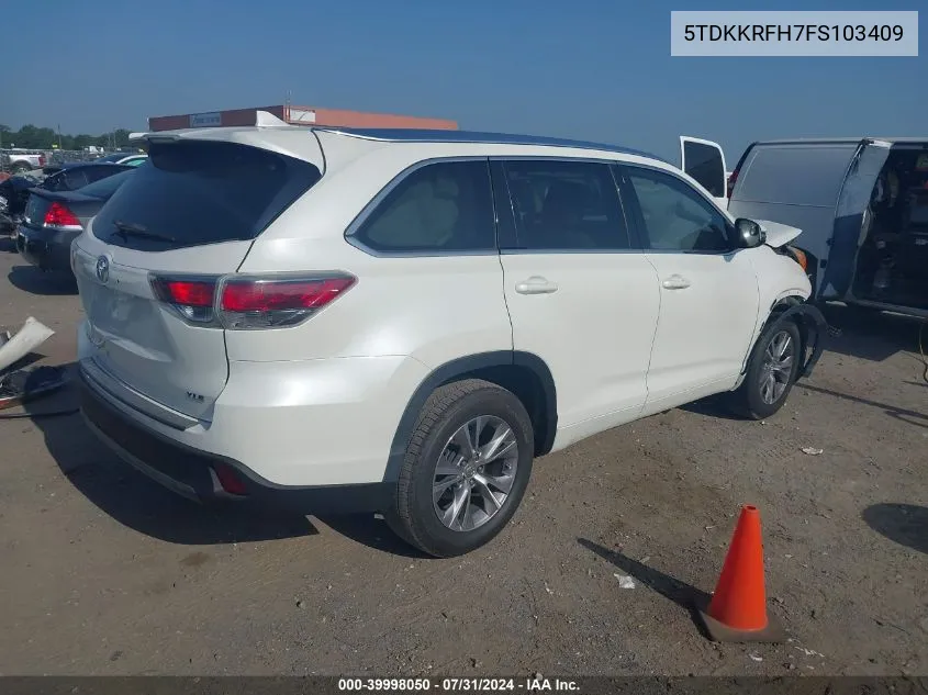 5TDKKRFH7FS103409 2015 Toyota Highlander Xle V6