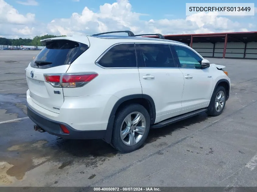 2015 Toyota Highlander Hybrid Limited Platinum V6 VIN: 5TDDCRFHXFS013449 Lot: 40050972