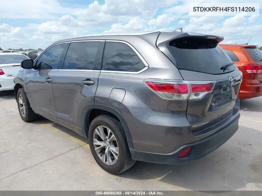 5TDKKRFH4FS114206 2015 Toyota Highlander Xle V6