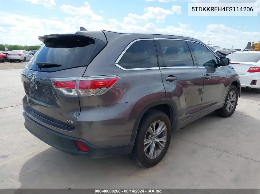 5TDKKRFH4FS114206 2015 Toyota Highlander Xle V6