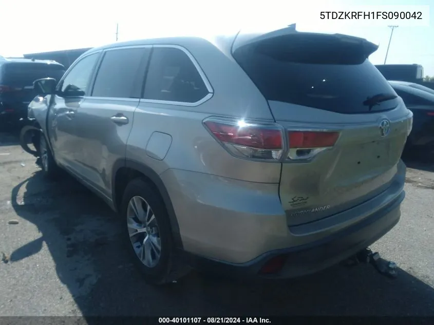 5TDZKRFH1FS090042 2015 Toyota Highlander Le/Le Plus