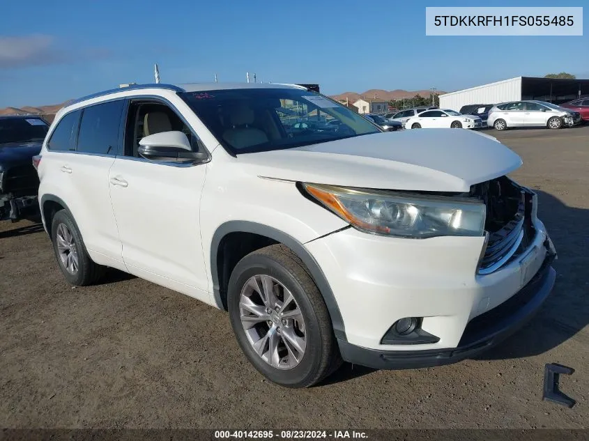 2015 Toyota Highlander Xle V6 VIN: 5TDKKRFH1FS055485 Lot: 40142695