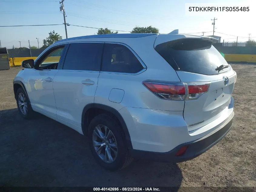 2015 Toyota Highlander Xle V6 VIN: 5TDKKRFH1FS055485 Lot: 40142695