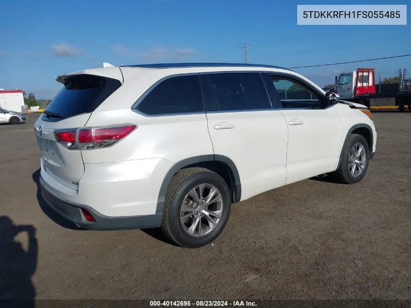 2015 Toyota Highlander Xle V6 VIN: 5TDKKRFH1FS055485 Lot: 40142695