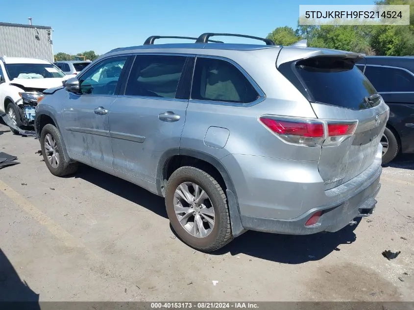 5TDJKRFH9FS214524 2015 Toyota Highlander Xle