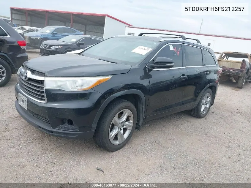 2015 Toyota Highlander Limited VIN: 5TDDKRFH6FS212257 Lot: 40163077