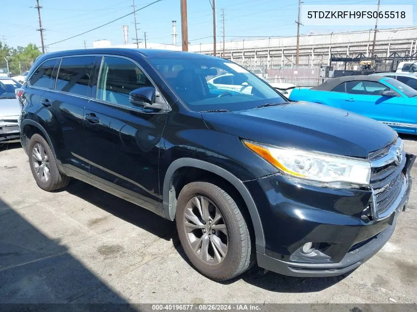 2015 Toyota Highlander Le Plus V6 VIN: 5TDZKRFH9FS065518 Lot: 40196577