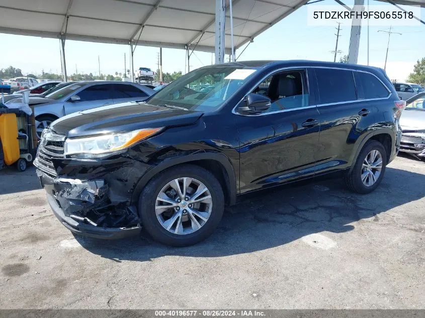 5TDZKRFH9FS065518 2015 Toyota Highlander Le Plus V6