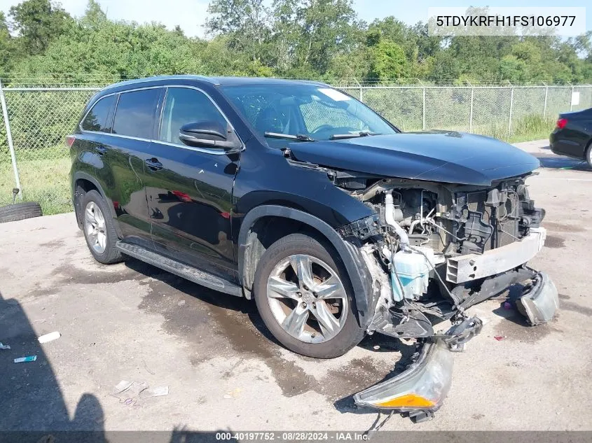 5TDYKRFH1FS106977 2015 Toyota Highlander Limited V6