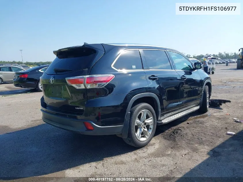 2015 Toyota Highlander Limited V6 VIN: 5TDYKRFH1FS106977 Lot: 40197752