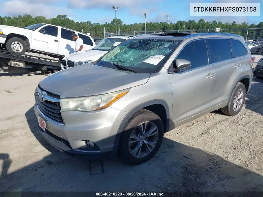 5TDKKRFHXFS073158 2015 Toyota Highlander Xle V6