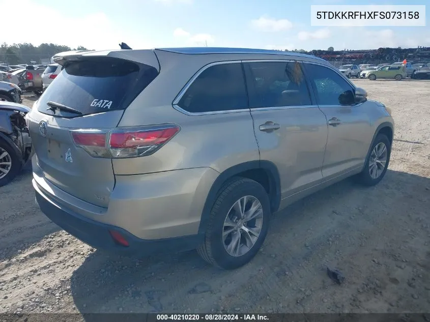 5TDKKRFHXFS073158 2015 Toyota Highlander Xle V6