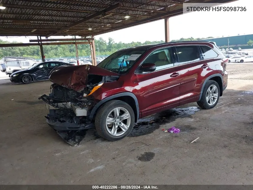 5TDDKRFH5FS098736 2015 Toyota Highlander Limited V6