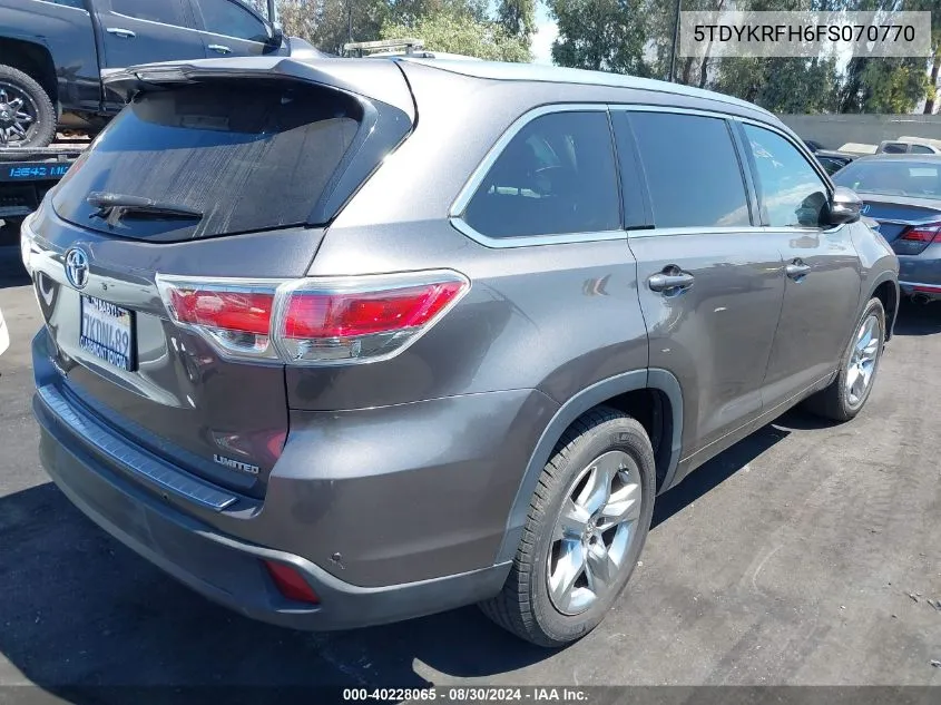 5TDYKRFH6FS070770 2015 Toyota Highlander Limited V6