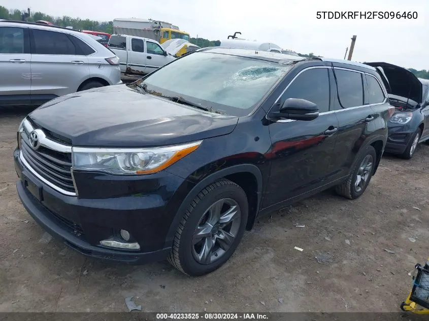 2015 Toyota Highlander Limited V6 VIN: 5TDDKRFH2FS096460 Lot: 40233525