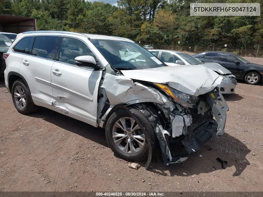 5TDKKRFH6FS047124 2015 Toyota Highlander Xle V6