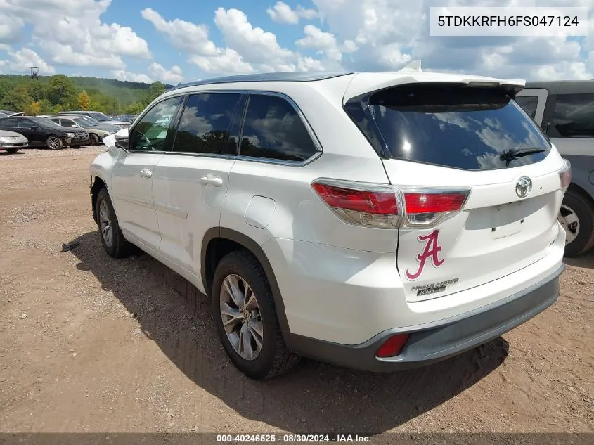 5TDKKRFH6FS047124 2015 Toyota Highlander Xle V6