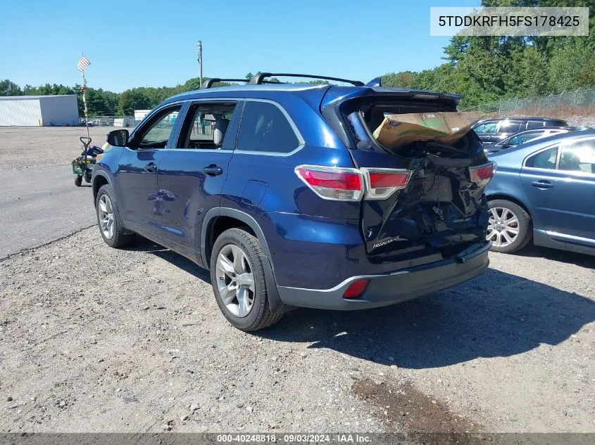 5TDDKRFH5FS178425 2015 Toyota Highlander Limited V6