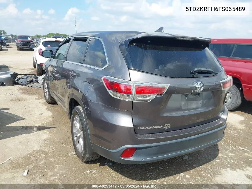 2015 Toyota Highlander Le/Le Plus VIN: 5TDZKRFH6FS065489 Lot: 40253417