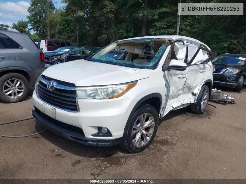 2015 Toyota Highlander Le Plus V6 VIN: 5TDBKRFH6FS220253 Lot: 40269953