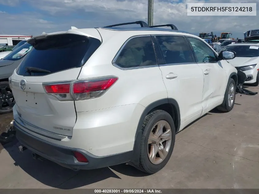 5TDDKRFH5FS124218 2015 Toyota Highlander Limited Platinum V6