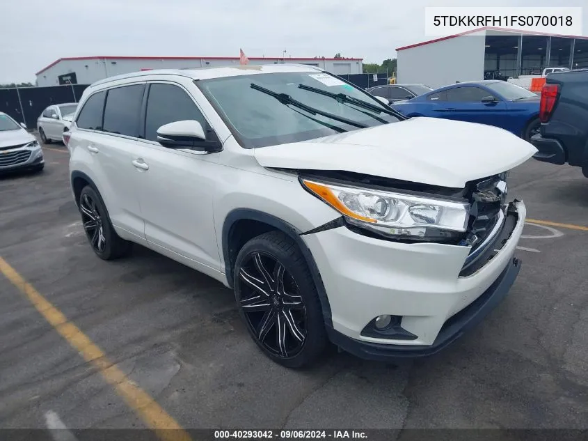 5TDKKRFH1FS070018 2015 Toyota Highlander Xle V6