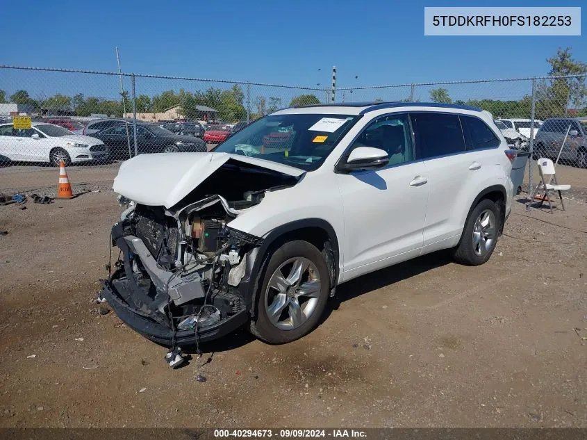 2015 Toyota Highlander Limited Platinum V6 VIN: 5TDDKRFH0FS182253 Lot: 40294673