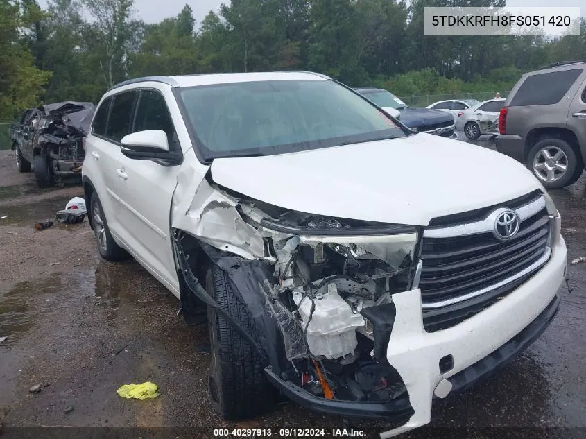 5TDKKRFH8FS051420 2015 Toyota Highlander Xle